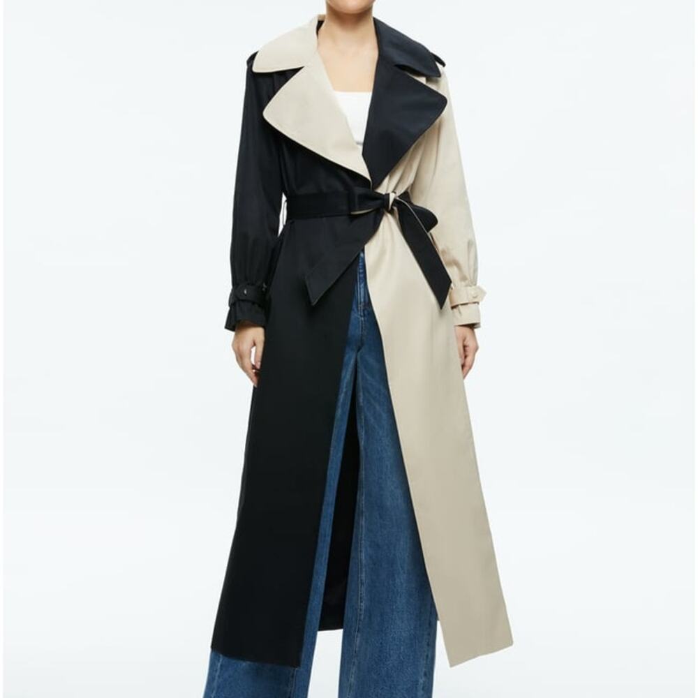Alice + Olivia Nevada trench coat in black/latte